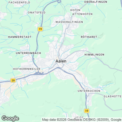 Karte von Aalen und Umgebung