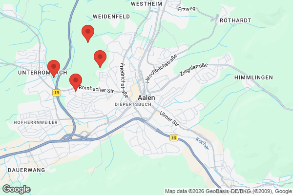 Karte mit Entrümpelungsaufträgen in Aalen