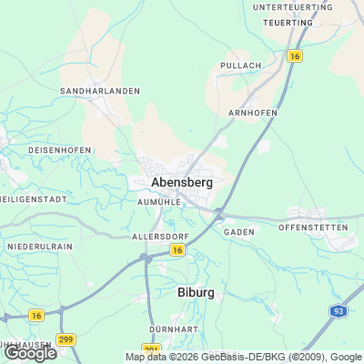 Karte von Abensberg und Umgebung