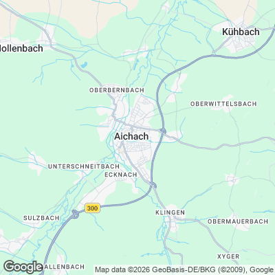 Karte von Aichach und Umgebung