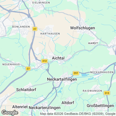Karte von Aichtal und Umgebung