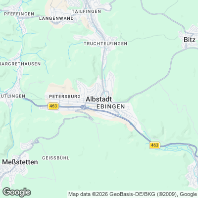 Karte von Albstadt und Umgebung