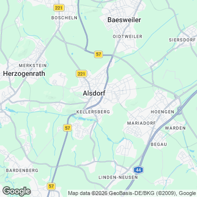 Karte von Alsdorf und Umgebung