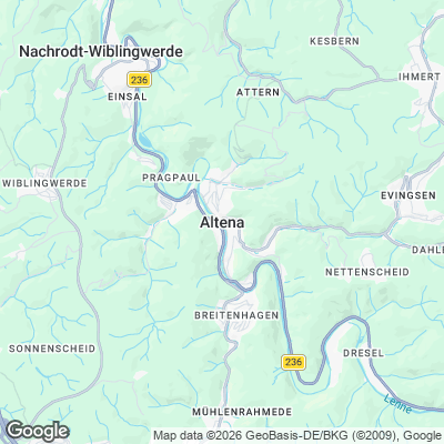 Karte von Altena und Umgebung