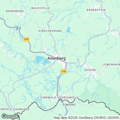 Karte von Altenberg und Umgebung