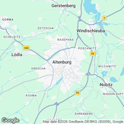 Karte von Altenburg und Umgebung