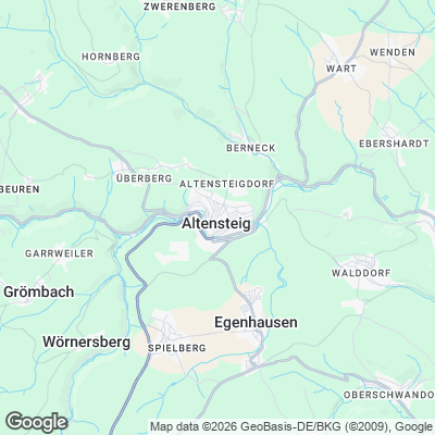 Karte von Altensteig und Umgebung