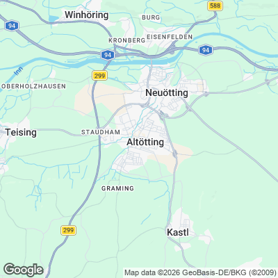 Karte von Altötting und Umgebung