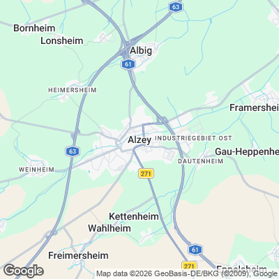 Karte von Alzey und Umgebung