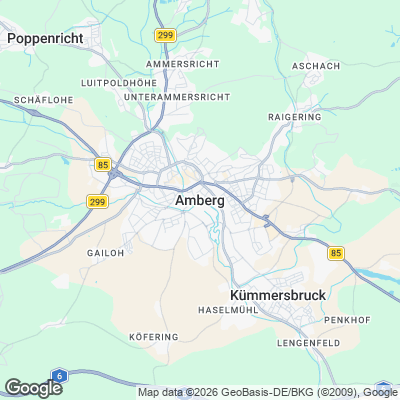 Karte von Amberg und Umgebung