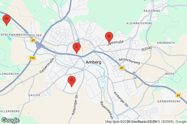 Karte mit Entrümpelungsaufträgen in Amberg