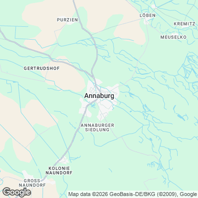 Karte von Annaburg und Umgebung