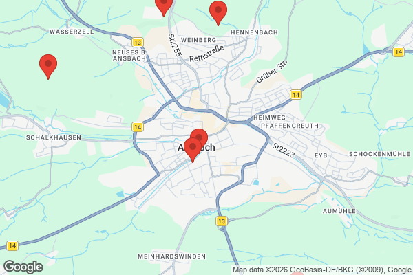 Karte mit Entrümpelungsaufträgen in Ansbach