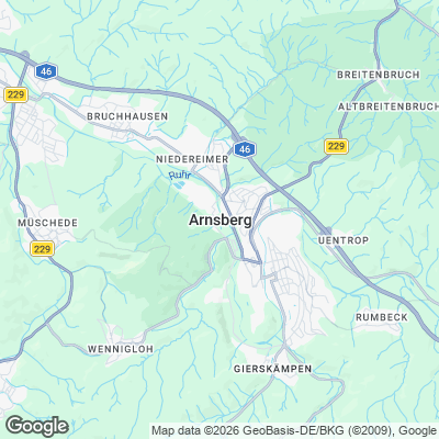 Karte von Arnsberg und Umgebung