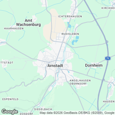 Karte von Arnstadt und Umgebung