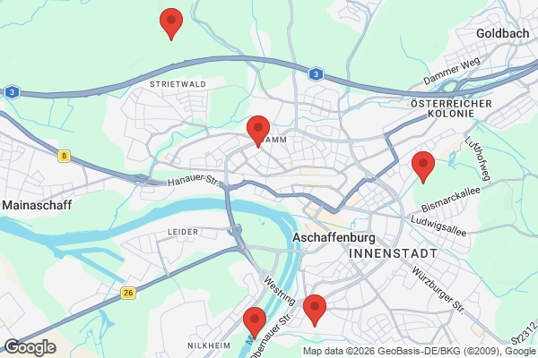 Karte mit Entrümpelungsaufträgen in Aschaffenburg