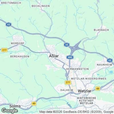 Karte von Aßlar und Umgebung