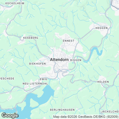 Karte von Attendorn und Umgebung