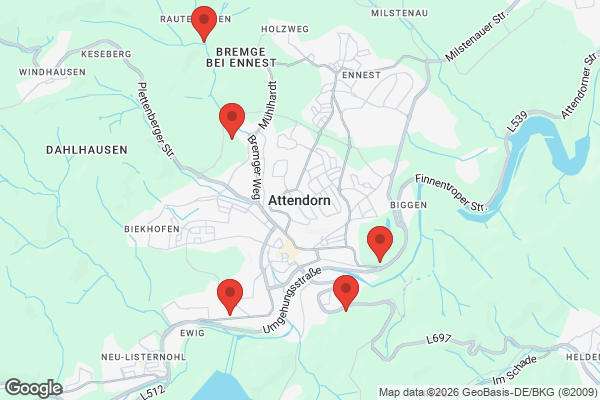 Karte mit Entrümpelungsaufträgen in Attendorn