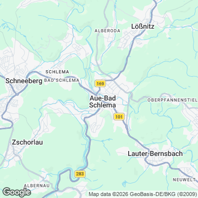 Karte von Aue und Umgebung