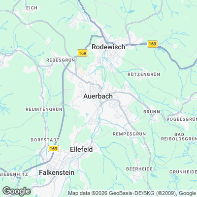 Karte von Auerbach und Umgebung