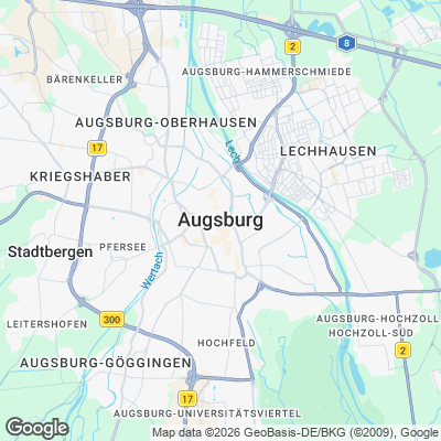 Karte von Augsburg und Umgebung