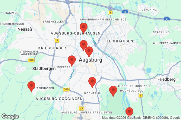 Karte mit Entrümpelungsaufträgen in Augsburg