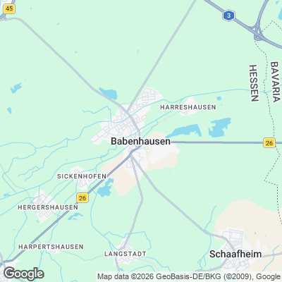 Karte von Babenhausen und Umgebung
