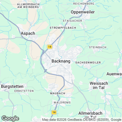 Karte von Backnang und Umgebung
