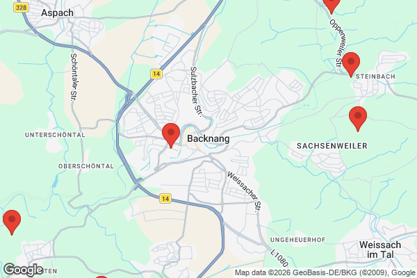 Karte mit Entrümpelungsaufträgen in Backnang