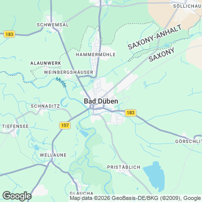 Karte von Bad Düben und Umgebung