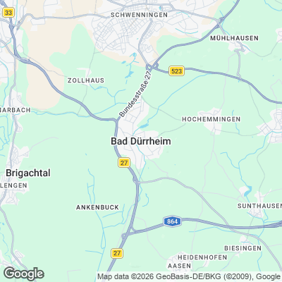 Karte von Bad Dürrheim und Umgebung