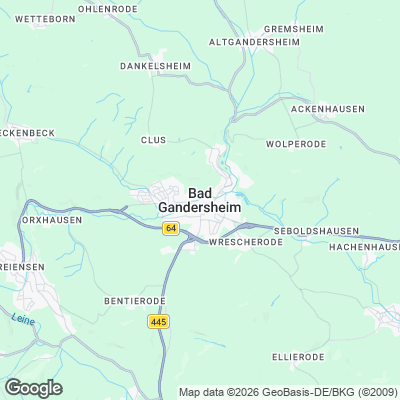 Karte von Bad Gandersheim und Umgebung