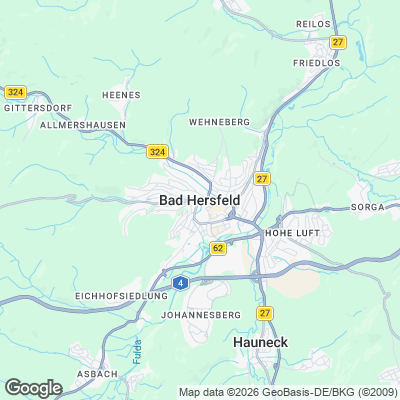 Karte von Bad Hersfeld und Umgebung