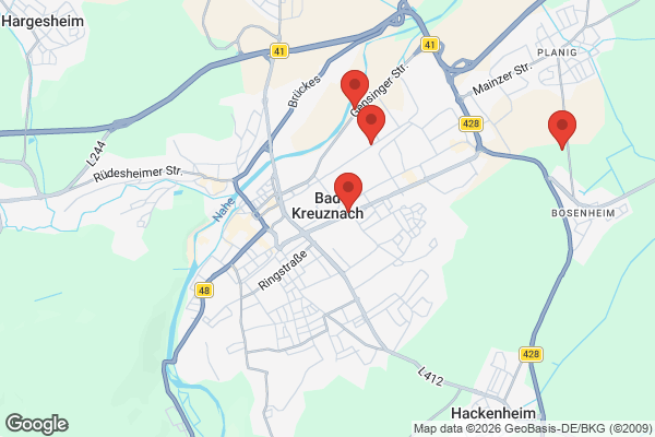Karte mit Entrümpelungsaufträgen in Bad Kreuznach