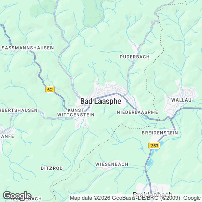 Karte von Bad Laasphe und Umgebung