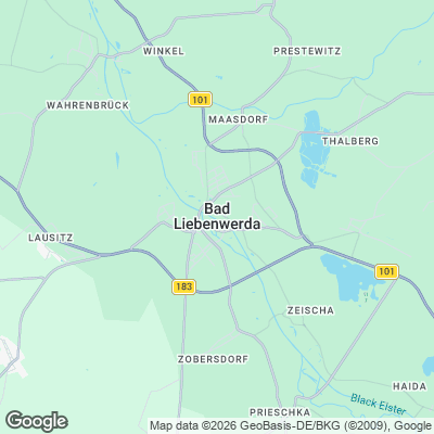 Karte von Bad Liebenwerda und Umgebung