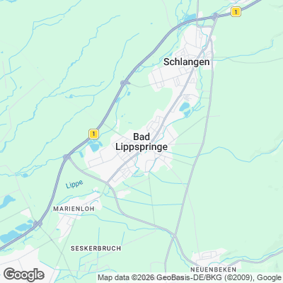 Karte von Bad Lippspringe und Umgebung