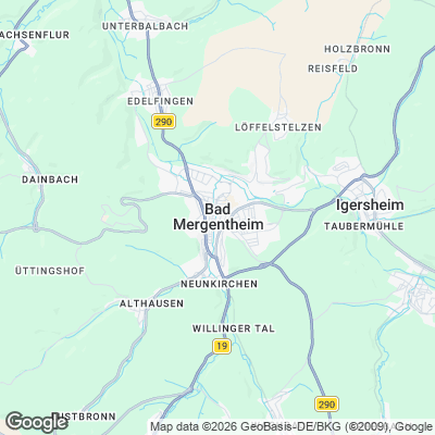 Karte von Bad Mergentheim und Umgebung