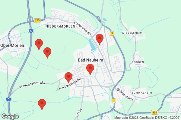 Karte mit Entrümpelungsaufträgen in Bad Nauheim