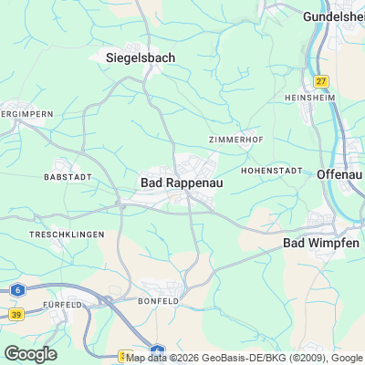 Karte von Bad Rappenau und Umgebung
