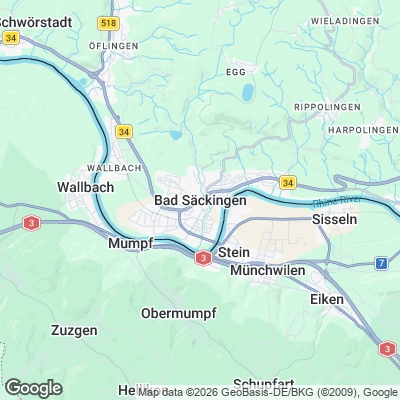 Karte von Bad Säckingen und Umgebung