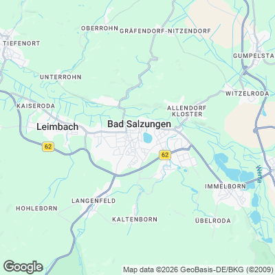 Karte von Bad Salzungen und Umgebung