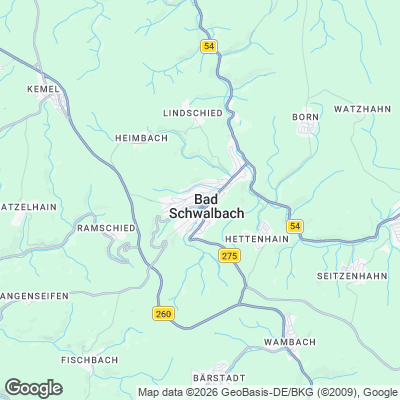 Karte von Bad Schwalbach und Umgebung