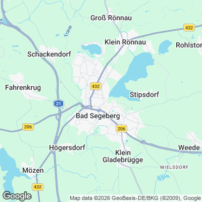 Karte von Bad Segeberg und Umgebung