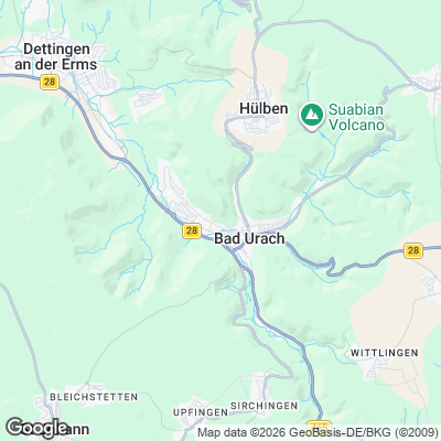 Karte von Bad Urach und Umgebung