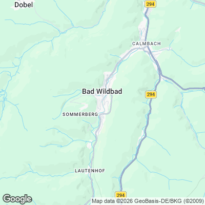 Karte von Bad Wildbad und Umgebung