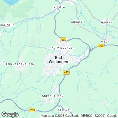 Karte von Bad Wildungen und Umgebung