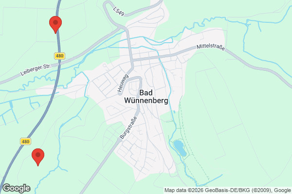Karte mit Entrümpelungsaufträgen in Bad Wünnenberg