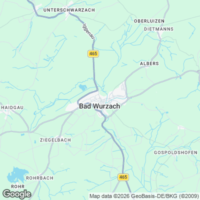 Karte von Bad Wurzach und Umgebung